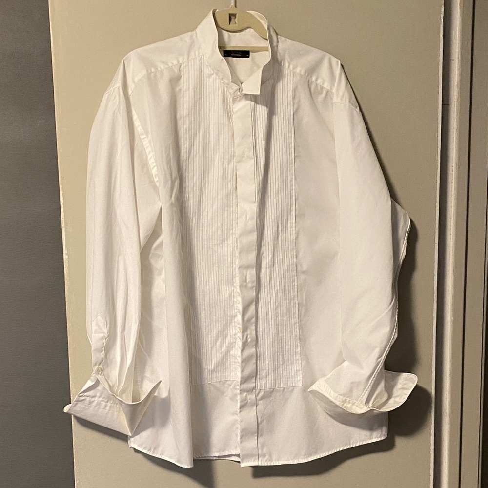 Eton White Tuxedo Shirt with Pleated Front
